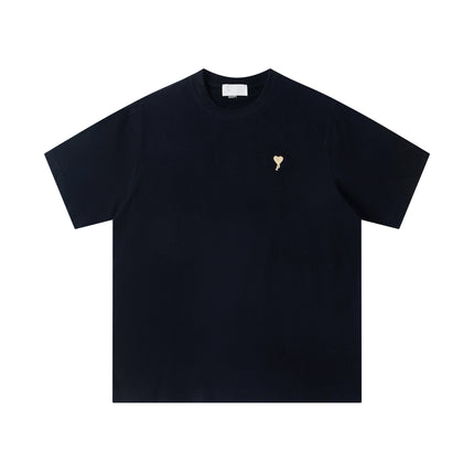 Cross-Border Am* Short-Sleeved Pure Cotton Embroidered Round Neck T-Shirt Summer Casual Loose Couple Wear Star Same Style Drop Shipping