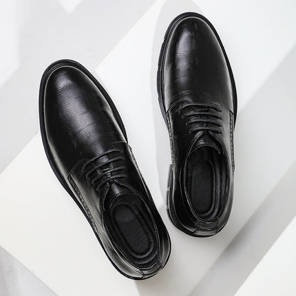 2025 Autumn New Leather Shoes Men's Business Formal Round Toe British Casual Trendy Youth Black Groom Wedding Shoes