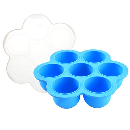 7-hole silicone food supplement box with lid ice cube children's fruit snack food supplement box sealed fresh-keeping box ice hockey mold