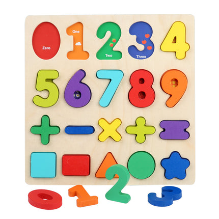 Cross-border wholesale three-dimensional wooden puzzle digital shape letter puzzle baby enlightenment early education children's educational toys