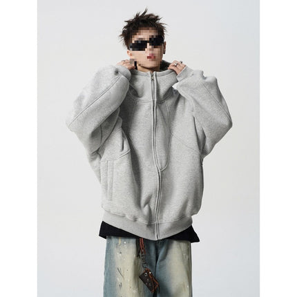American-Style Heavy Deconstructed Hooded Jacket for Men, Spring Trendy Brand Design Patchwork Sweatshirt, High Street Cool Couple Hoodie