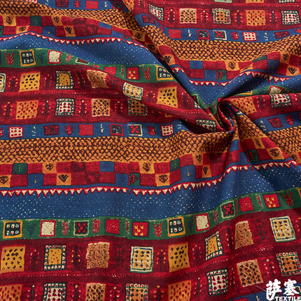 Hemp Cotton Digital Printed Fabric Yunnan Lijiang Retro Bohemian Fabric Hotel Pillow Bar Tablecloth