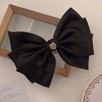 Bow hairpin new black fabric headdress spring clip French high-end head clip jewelry hair clip