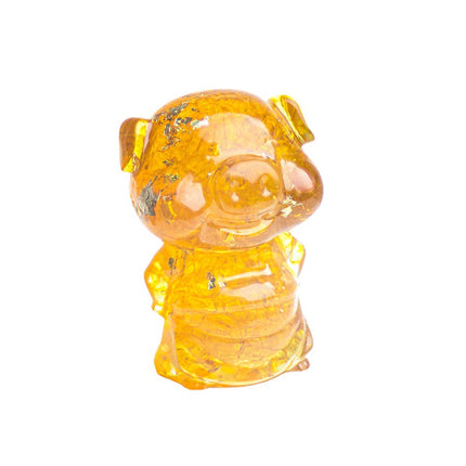 Crystal Gravel Epoxy Zodiac Piglet Car Office Desktop Ornament Decoration Birthday Gift Lucky Amethyst