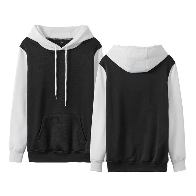 Pure Color white stitching loose casual fashion men and women fleece-lined cross-border hoodie factory direct in stock wholesale