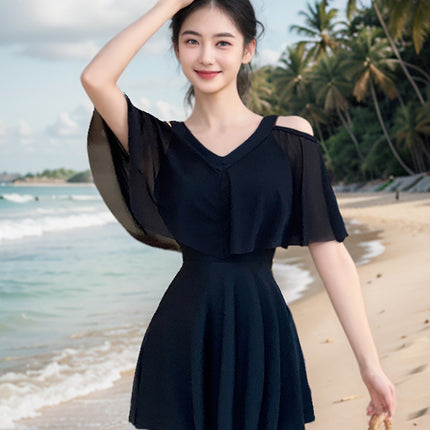 2025 New Popular One-Piece Swimsuit for Women, High-End, Conservative Skirt Style, Belly-Covering, Slimming Look, Fashionable and Super Fairy Hot Spring Bathing