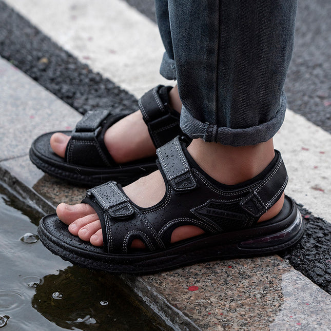Men's Shoes 2026 Summer Style Breathable Soft-Soled Open-Toe Beach Shoes Air-Cushioned Non-Slip Outdoor Sports Casual Height-Increasing Sandals