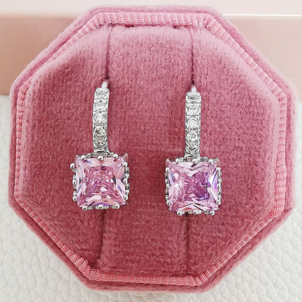Europe and the United States cross-border temperament inlaid square zircon diamond ear buckle simple sweet full diamond earrings female ear jewelry ear buckle e6437