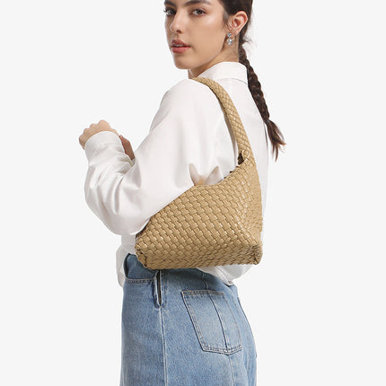 Pure Hand-woven Lunch Box Bag High-end Underarm Bag Fashion Women's Bag Cross-border Portable Shoulder Bag