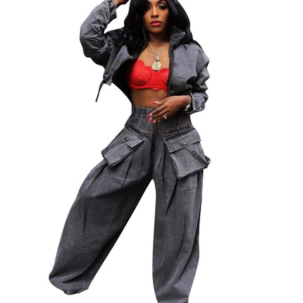 Ts1288 Cross-Border Supply New European and American Clothing Casual Loose Denim Suit