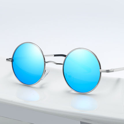 801 Hong Kong Style Small Round Mirror Retro Polarized Sunglasses for Women Prince Mirror Spring Leg Sunglasses for Men Wholesale