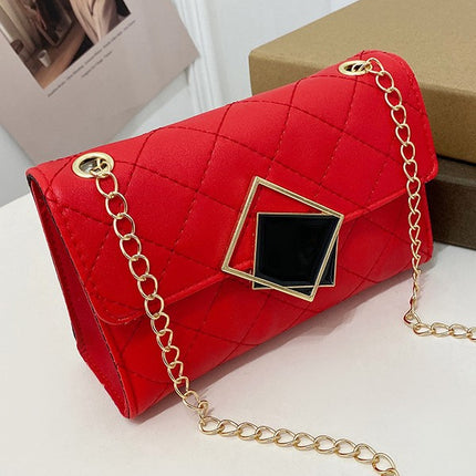 Women's Bag 2025 New Model Square Lock Chain Embroidered Small Square Bag Small Bag Fashion Style Mobile Phone Bag Cross-Border