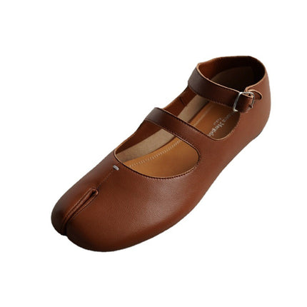 Ballet Shoes, Retro Mary Jane Shoes, Genuine Leather Split-Toe Women's Shoes, Flat Shoes, Fashionable and Versatile, Retro Style