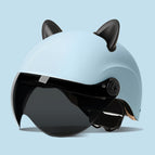 One size fits all / Summer helmet frosted blue + summer helmet sunscreen glasses + accessories (rabbit ears black)