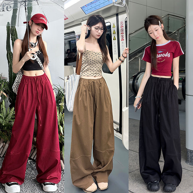 Wide-Leg Pants for Women Summer 2025 New Petite Straight Pants Loose High-Waisted Drape Floor-Length American-Style Cargo Pants