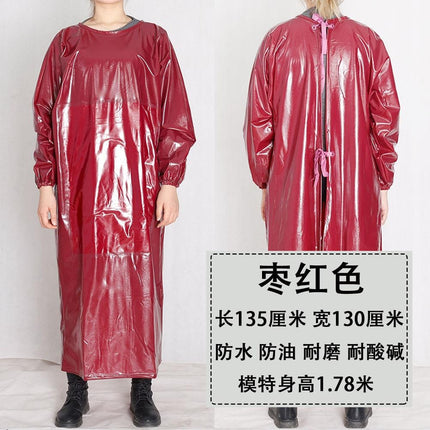 Beef tendon thickened long-sleeved overcoat waterproof oil-proof wear-resistant acid and alkali-resistant apron slaughter house Stone reverse dressing