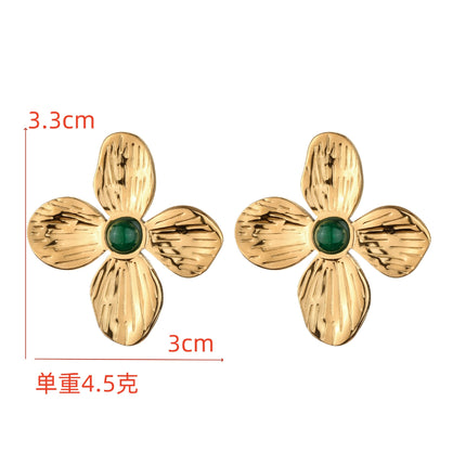 European and American retro style niche exquisite high-grade stainless steel earrings bud design petal does not fade earrings women