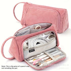 Corduroy triangle pencil case [pink]