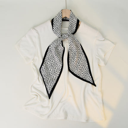 2025 European and American-style Beveled Silk Scarf Cross-border Silk Cashew Dot Long High-end Ribbon Scarf Women's Belt