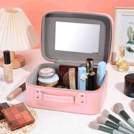 Leather Ready-Made Cartoon Makeup Case with Mirror, Makeup Bag with a High-End Feel, Multifunctional Storage Bag, Large Capacity Wholesale