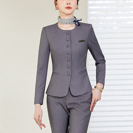 High-end professional suit suit women's spring and autumn new temperament sales department jewelry store hotel front desk reception work clothes