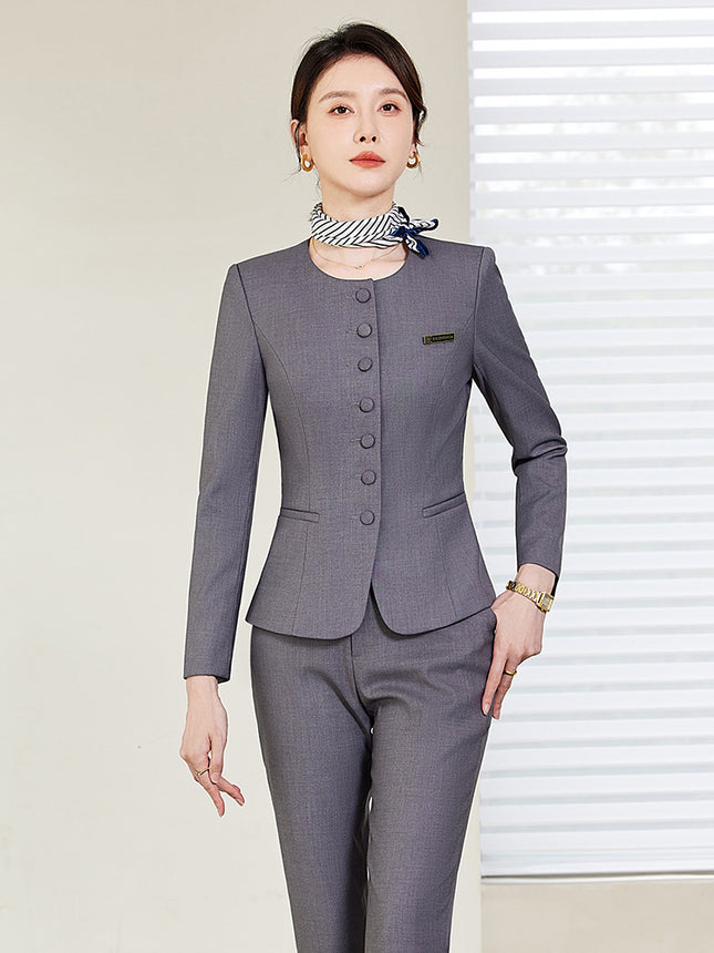 High-end professional suit suit women's spring and autumn new temperament sales department jewelry store hotel front desk reception work clothes