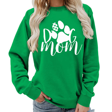 Amazon Source Dog Mom Printed Round Neck Women's Jacket Sweatshirt Autumn and Winter Jacket Casual Loose