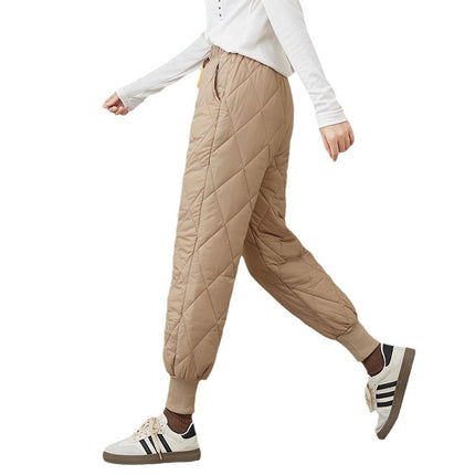 Autumn and winter 2024 new lightweight cotton leggings women's loose slimming solid color drawstring elastic waist casual cotton pants