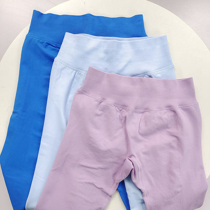 [Butt King] European and American Newly Upgraded Seamless Knitted Mid-Waist Peach Butt Pants Three-Section Waist Fitness Pants