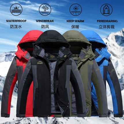 Winter plus size fleece-lined winter jacket outdoor cold-proof foreign trade cotton-padded coat Waterproof warm wear-resistant mountaineering suit mountaineering skiing