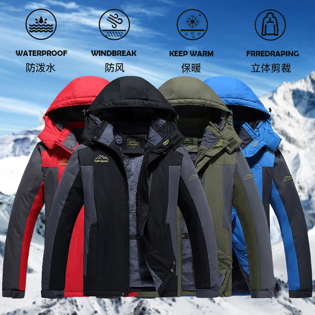 Winter plus size fleece-lined winter jacket outdoor cold-proof foreign trade cotton-padded coat Waterproof warm wear-resistant mountaineering suit mountaineering skiing
