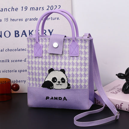 Cute Panda National Style Trendy Tote Bag Crossbody Large Handbag All-match Daily Casual Soft Rubber Handle