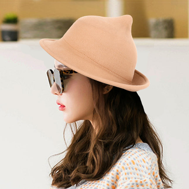 European and American Personalized Magic Hat Pointed Felt Hat Magic Hat Halloween Stage Performance Hat Rolled Edge Wool Witch Hat