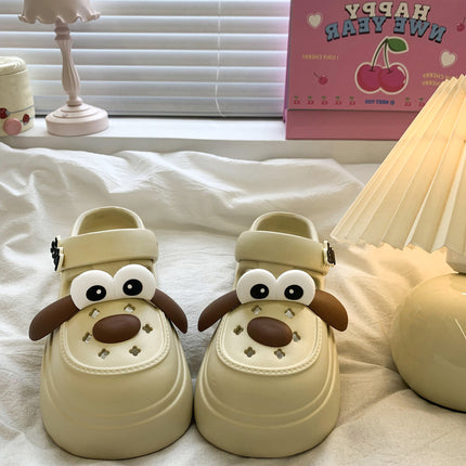 Eva Cartoon Big-Eyed Dog Girl 2026 Summer Outdoor Clogs Super Popular with a Stepping-On-Clouds Feel, Dual-Wear Thick-Soled Closed-Toe Slippers
