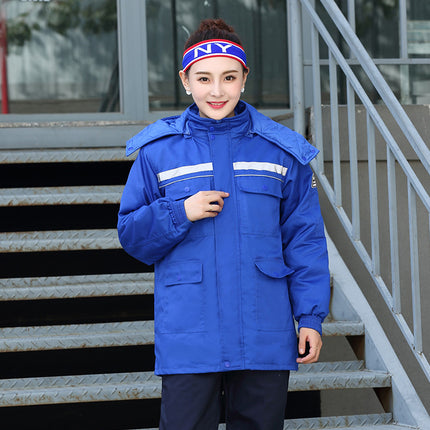 Anti-Static Work Cotton Jacket for Men, Detachable, Cold-Proof and Warm, with Reflective Strips, Power Industry Protective Clothing, Removable Liner