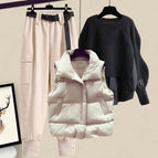 Apricot vest + black top + apricot pants three-piece set / M [recommended 40-50kg ]