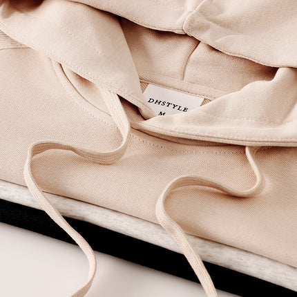 Early autumn 380g heavy pull American retro sweater men's loose casual solid color tide brand hooded couple hoodie women