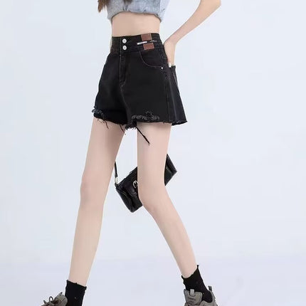 Pants A- line Pants Jeans Women's 2024 Summer New Hot Girl Design Sense Drawstring Hot Pants Super Shorts