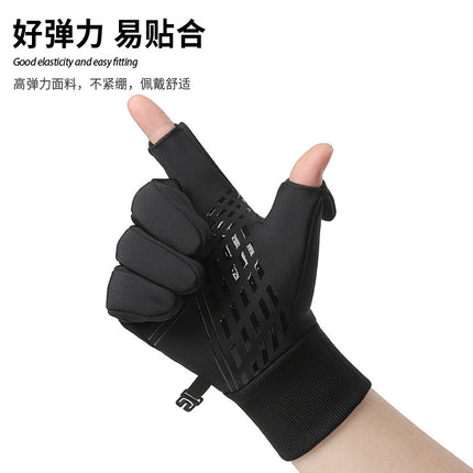 New Cycling Gloves Men's Winter Outdoor Sports Running Waterproof Anti-Slip Touch Screen Plus Velvet Warm Cross-Border Gloves