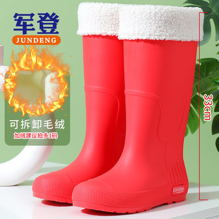 Spring and Summer Non-Slip Women's High Rain Boots Rainy Season Commuting British Work Boots Fashion Rubber Shoes Women's Water Shoes 33 High Tide Water Boots