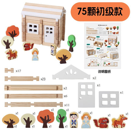 Luban mortise and tenon building blocks children's handmade diy gift Chinese architecture wooden structure hut educational toys