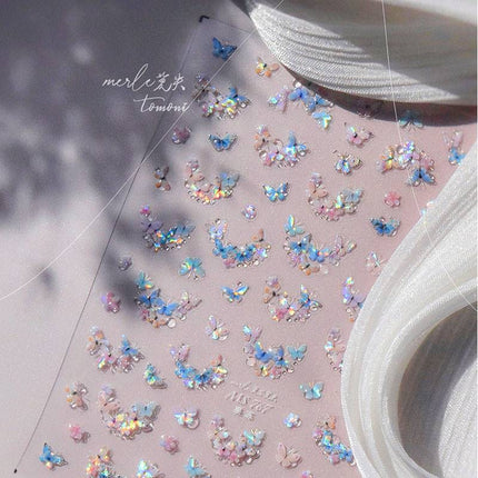 Shell Light Butterfly Bubble Nail Art Stickers New 3D Relief Tomoni Popular Ins Nail Sticker Decoration Products