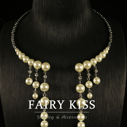 Light Luxury Exquisite Pearl Tassel Collar Necklace Fashionable Elegant Neck Chain Niche Design Sense Open Clavicle Chain