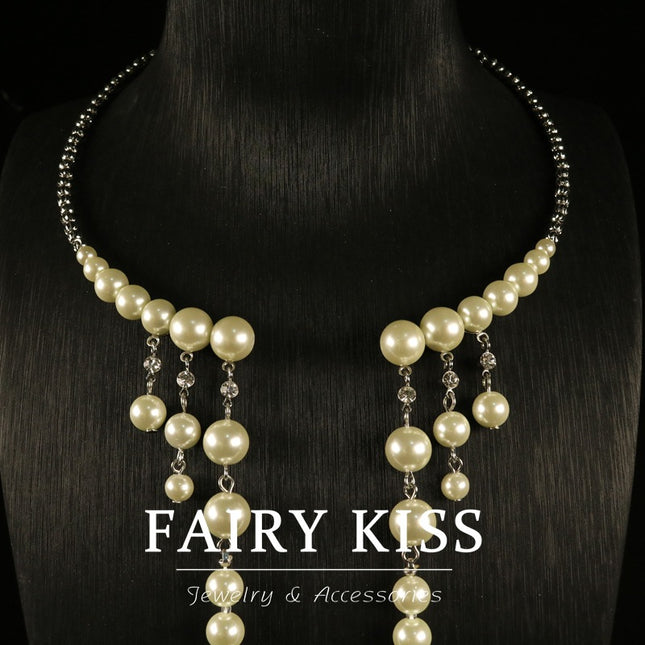 Light Luxury Exquisite Pearl Tassel Collar Necklace Fashionable Elegant Neck Chain Niche Design Sense Open Clavicle Chain