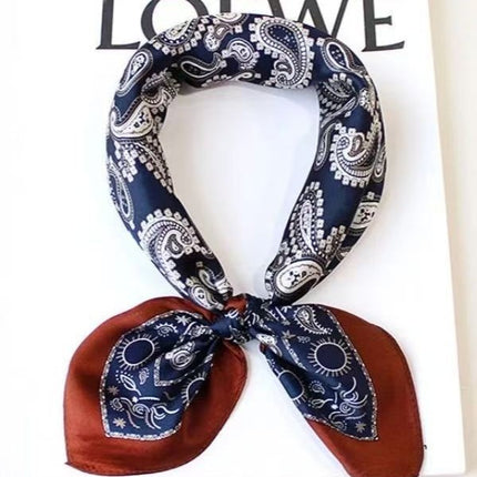 Simulated Silk Printed Silk Scarf for Women, Korean Cashew Leopard Print Headscarf, Four-Season Scarf, Professional Scarf Wholesale