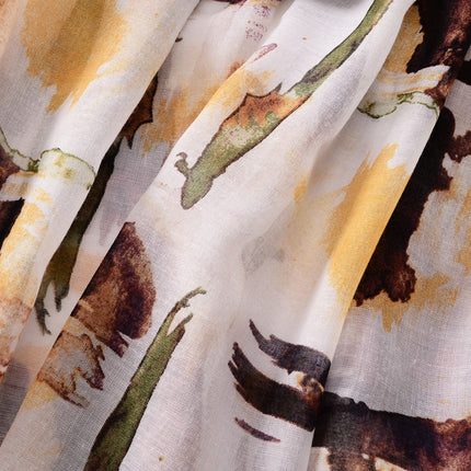 Elegant soft silk yarn cotton and linen feel scarf ink painting long tassel large scarf travel sunscreen beach towel