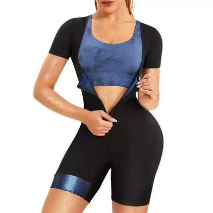 Cross-Border High-End Body Shaping Jumpsuit Short-Sleeved Belt Zipper Design High Elastic Waist and Abdomen Lifting Body Shaping Garment
