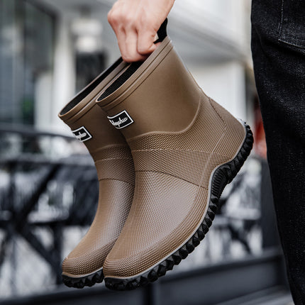 Rain Boots for Women, Waterproof and Rainproof, High-Top Men's Natural Rubber Water Boots, Outdoor Thickeneded Non-Slip and Wear-Resistant Rainy Day Water Shoes, Trendy