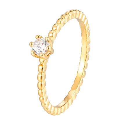 Flash Crown Round Diamond Ring 18K Gold Niche Light Luxury Finger Ring Women's Titanium Steel Tail Ring Wholesale
