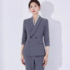 Gray suit top + pants / M
